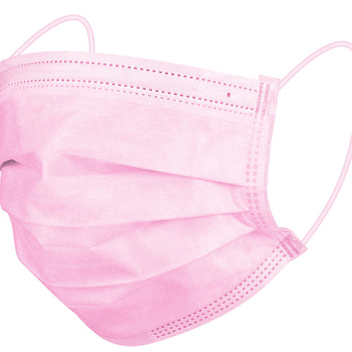 Angled view of the Homedics Small Size Pink Ear-Loop Face Mask